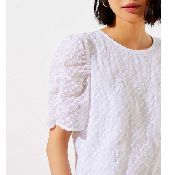 Loft Clip Dot Puff Sleeve Top - Picture 3 of 5